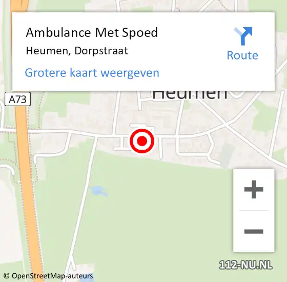 Locatie op kaart van de 112 melding: Ambulance Met Spoed Naar Heumen, Dorpstraat op 28 maart 2022 16:58