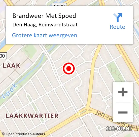 Locatie op kaart van de 112 melding: Brandweer Met Spoed Naar Den Haag, Reinwardtstraat op 28 maart 2022 17:06