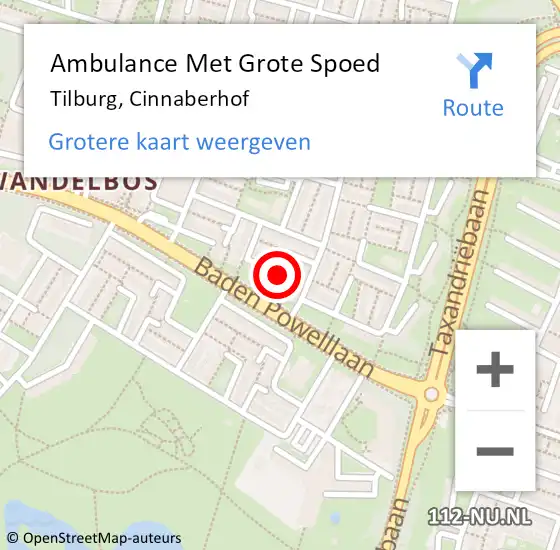 Locatie op kaart van de 112 melding: Ambulance Met Grote Spoed Naar Tilburg, Cinnaberhof op 12 juli 2014 14:25