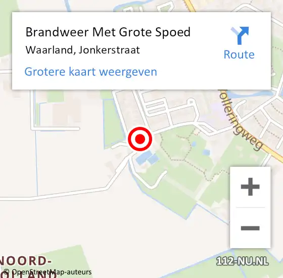 Locatie op kaart van de 112 melding: Brandweer Met Grote Spoed Naar Waarland, Jonkerstraat op 28 maart 2022 17:11