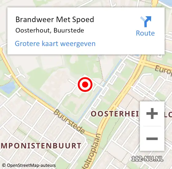 Locatie op kaart van de 112 melding: Brandweer Met Spoed Naar Oosterhout, Buurstede op 28 maart 2022 17:21