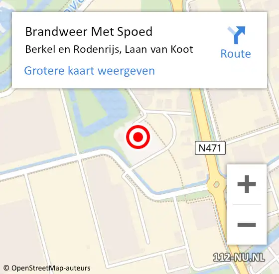 Locatie op kaart van de 112 melding: Brandweer Met Spoed Naar Berkel en Rodenrijs, Laan van Koot op 28 maart 2022 17:36