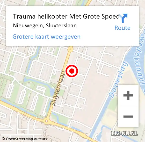 Locatie op kaart van de 112 melding: Trauma helikopter Met Grote Spoed Naar Nieuwegein, Sluyterslaan op 28 maart 2022 17:55