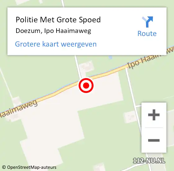 Locatie op kaart van de 112 melding: Politie Met Grote Spoed Naar Doezum, Ipo Haaimaweg op 28 maart 2022 18:09