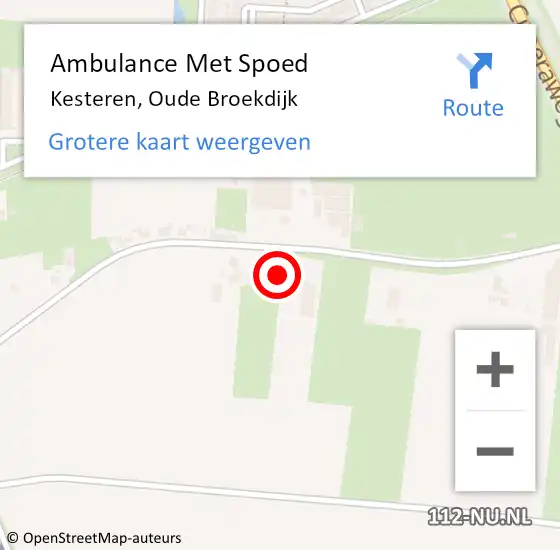 Locatie op kaart van de 112 melding: Ambulance Met Spoed Naar Kesteren, Oude Broekdijk op 28 maart 2022 18:24