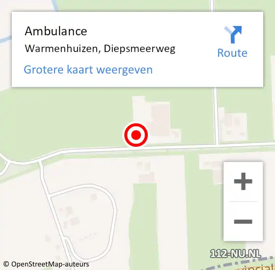 Locatie op kaart van de 112 melding: Ambulance Warmenhuizen, Diepsmeerweg op 28 maart 2022 18:29