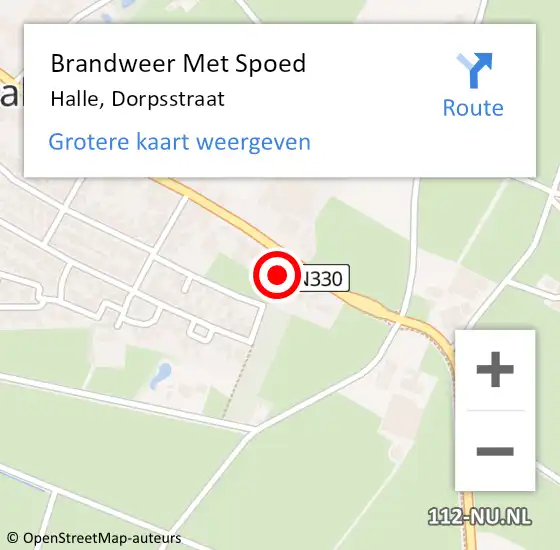 Locatie op kaart van de 112 melding: Brandweer Met Spoed Naar Halle, Dorpsstraat op 12 juli 2014 14:35