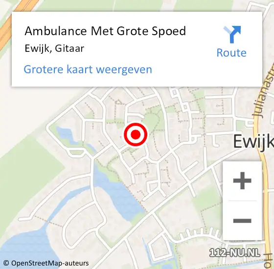 Locatie op kaart van de 112 melding: Ambulance Met Grote Spoed Naar Ewijk, Gitaar op 28 maart 2022 19:00