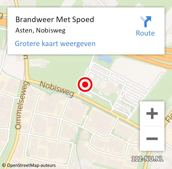 Locatie op kaart van de 112 melding: Brandweer Met Spoed Naar Asten, Nobisweg op 28 maart 2022 19:07