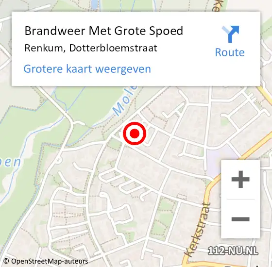 Locatie op kaart van de 112 melding: Brandweer Met Grote Spoed Naar Renkum, Dotterbloemstraat op 28 maart 2022 19:12