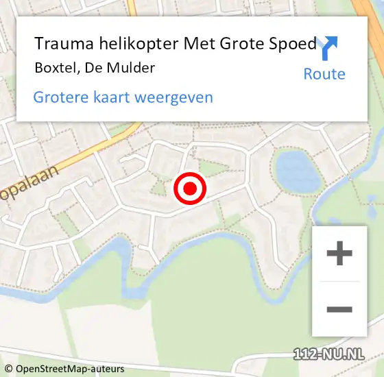 Locatie op kaart van de 112 melding: Trauma helikopter Met Grote Spoed Naar Boxtel, De Mulder op 28 maart 2022 19:13