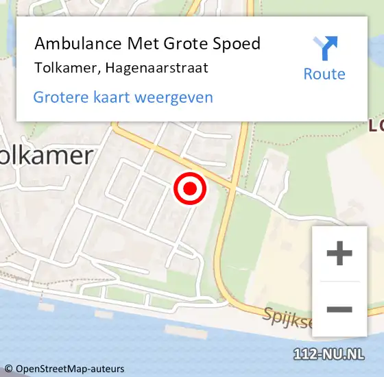 Locatie op kaart van de 112 melding: Ambulance Met Grote Spoed Naar Tolkamer, Hagenaarstraat op 28 maart 2022 19:16