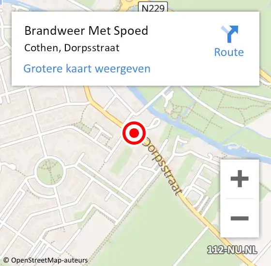 Locatie op kaart van de 112 melding: Brandweer Met Spoed Naar Cothen, Dorpsstraat op 28 maart 2022 19:17