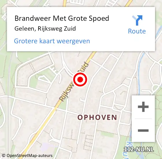 Locatie op kaart van de 112 melding: Brandweer Met Grote Spoed Naar Geleen, Rijksweg Zuid op 28 maart 2022 19:33