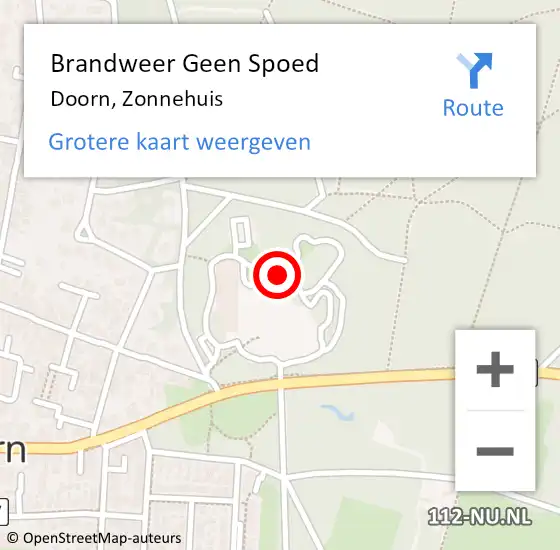 Locatie op kaart van de 112 melding: Brandweer Geen Spoed Naar Doorn, Zonnehuis op 28 maart 2022 19:37