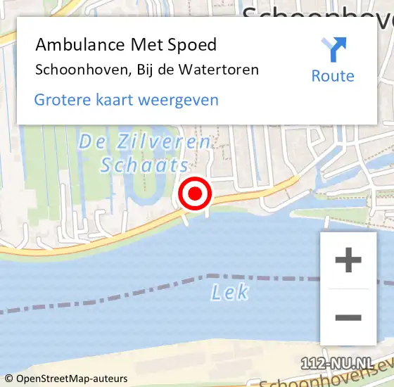 Locatie op kaart van de 112 melding: Ambulance Met Spoed Naar Schoonhoven, Bij de Watertoren op 28 maart 2022 19:42