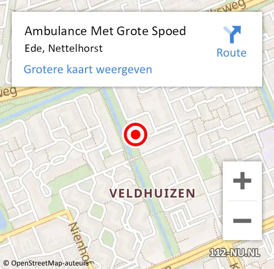 Locatie op kaart van de 112 melding: Ambulance Met Grote Spoed Naar Ede, Nettelhorst op 28 maart 2022 19:49