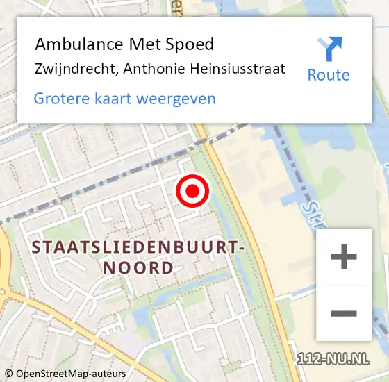 Locatie op kaart van de 112 melding: Ambulance Met Spoed Naar Zwijndrecht, Anthonie Heinsiusstraat op 28 maart 2022 19:50