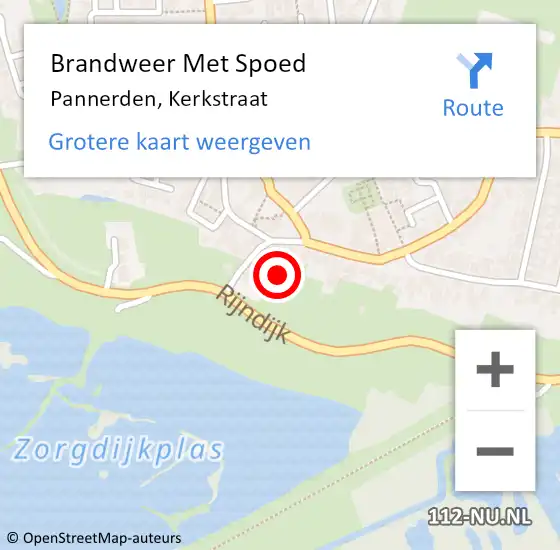 Locatie op kaart van de 112 melding: Brandweer Met Spoed Naar Pannerden, Kerkstraat op 28 maart 2022 19:58