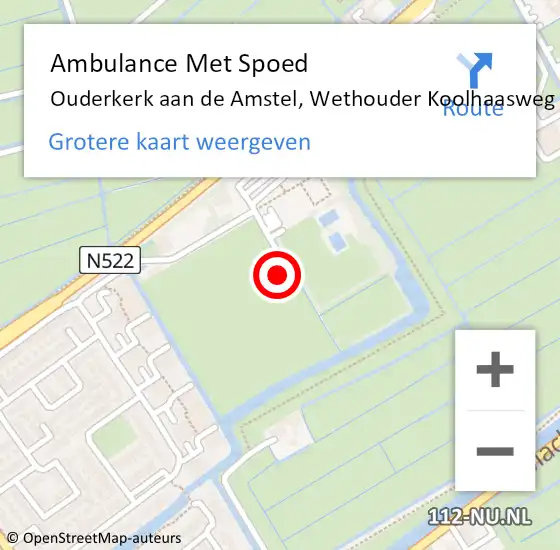 Locatie op kaart van de 112 melding: Ambulance Met Spoed Naar Ouderkerk aan de Amstel, Wethouder Koolhaasweg op 28 maart 2022 20:01