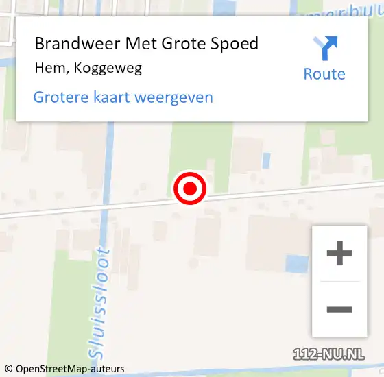 Locatie op kaart van de 112 melding: Brandweer Met Grote Spoed Naar Hem, Koggeweg op 28 maart 2022 20:16