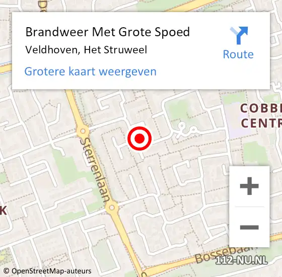 Locatie op kaart van de 112 melding: Brandweer Met Grote Spoed Naar Veldhoven, Het Struweel op 28 maart 2022 20:38