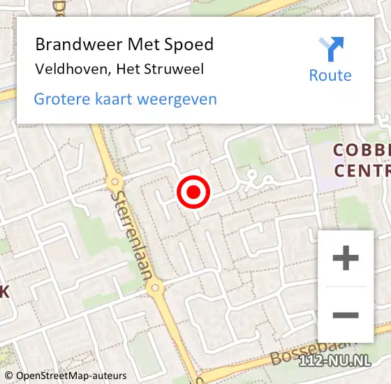 Locatie op kaart van de 112 melding: Brandweer Met Spoed Naar Veldhoven, Het Struweel op 28 maart 2022 20:40