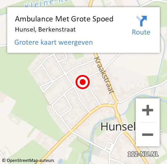 Locatie op kaart van de 112 melding: Ambulance Met Grote Spoed Naar Hunsel, Berkenstraat op 28 maart 2022 20:45