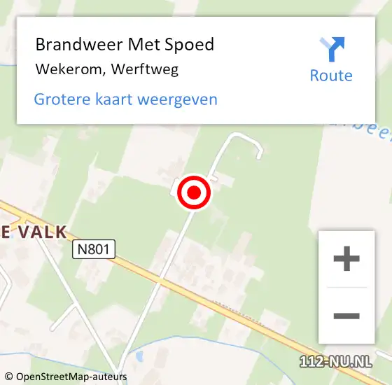 Locatie op kaart van de 112 melding: Brandweer Met Spoed Naar Wekerom, Werftweg op 28 maart 2022 20:49