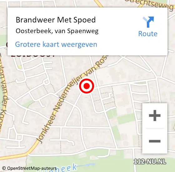 Locatie op kaart van de 112 melding: Brandweer Met Spoed Naar Oosterbeek, van Spaenweg op 28 maart 2022 20:52