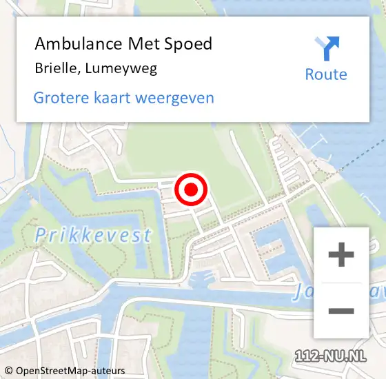 Locatie op kaart van de 112 melding: Ambulance Met Spoed Naar Brielle, Lumeyweg op 28 maart 2022 21:00