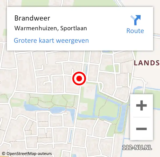 Locatie op kaart van de 112 melding: Brandweer Warmenhuizen, Sportlaan op 28 maart 2022 21:03