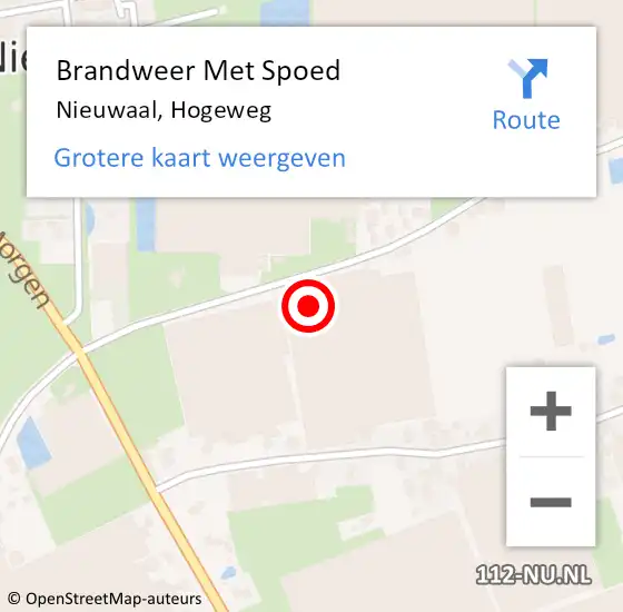 Locatie op kaart van de 112 melding: Brandweer Met Spoed Naar Nieuwaal, Hogeweg op 28 maart 2022 21:22