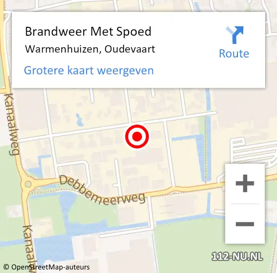 Locatie op kaart van de 112 melding: Brandweer Met Spoed Naar Warmenhuizen, Oudevaart op 28 maart 2022 21:22