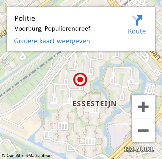 Locatie op kaart van de 112 melding: Politie Voorburg, Populierendreef op 12 juli 2014 14:50