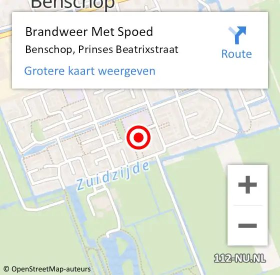 Locatie op kaart van de 112 melding: Brandweer Met Spoed Naar Benschop, Prinses Beatrixstraat op 28 maart 2022 21:47