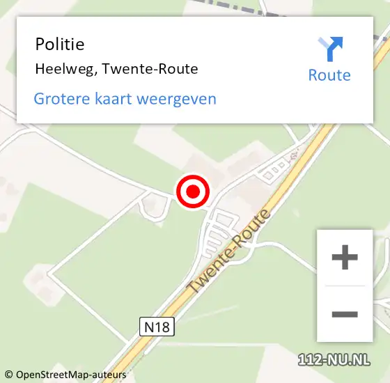 Locatie op kaart van de 112 melding: Politie Heelweg, Twente-Route op 28 maart 2022 21:47