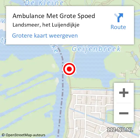 Locatie op kaart van de 112 melding: Ambulance Met Grote Spoed Naar Landsmeer, het Luijendijkje op 28 maart 2022 22:09