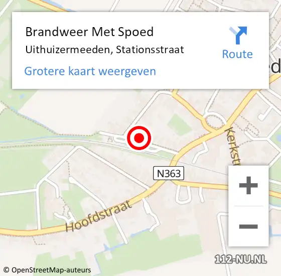 Locatie op kaart van de 112 melding: Brandweer Met Spoed Naar Uithuizermeeden, Stationsstraat op 28 maart 2022 22:32