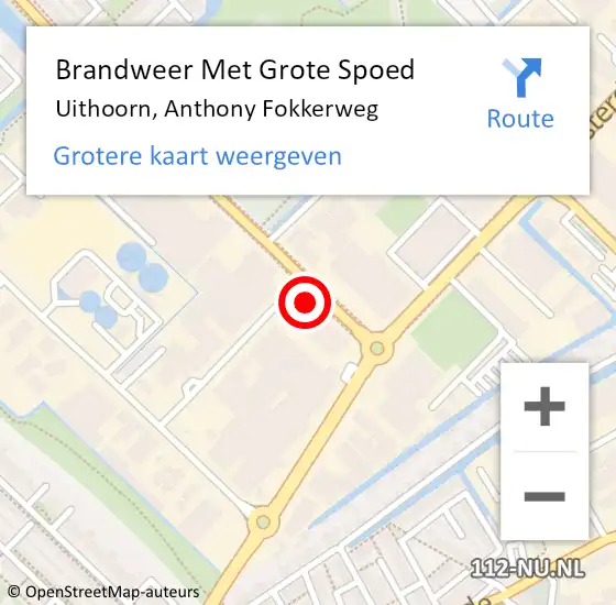 Locatie op kaart van de 112 melding: Brandweer Met Grote Spoed Naar Uithoorn, Anthony Fokkerweg op 28 maart 2022 22:45