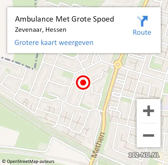 Locatie op kaart van de 112 melding: Ambulance Met Grote Spoed Naar Zevenaar, Hessen op 28 maart 2022 22:54