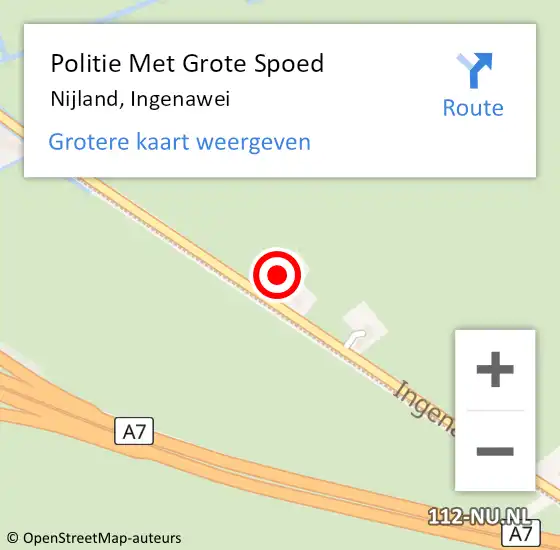 Locatie op kaart van de 112 melding: Politie Met Grote Spoed Naar Nijland, Ingenawei op 28 maart 2022 23:19