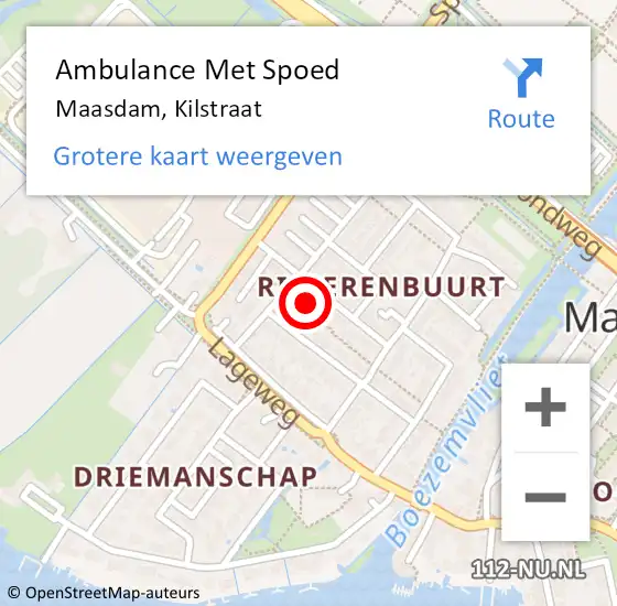 Locatie op kaart van de 112 melding: Ambulance Met Spoed Naar Maasdam, Kilstraat op 28 maart 2022 23:21