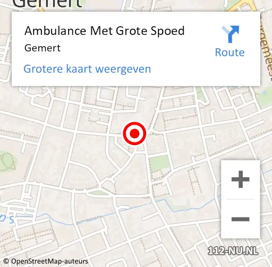 Locatie op kaart van de 112 melding: Ambulance Met Grote Spoed Naar Gemert op 28 maart 2022 23:30