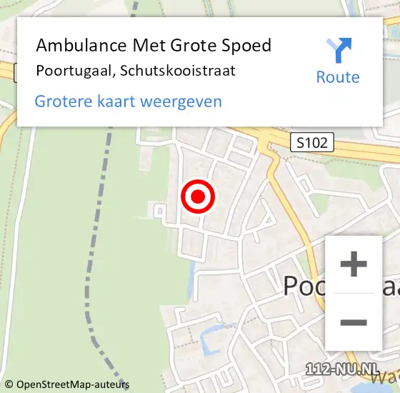 Locatie op kaart van de 112 melding: Ambulance Met Grote Spoed Naar Poortugaal, Schutskooistraat op 29 maart 2022 00:00