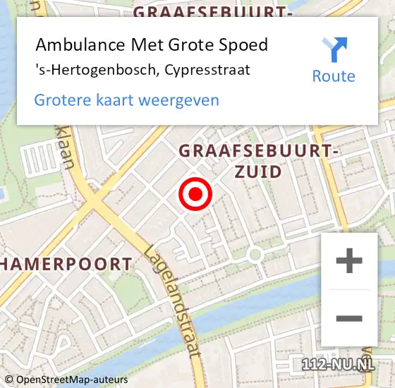 Locatie op kaart van de 112 melding: Ambulance Met Grote Spoed Naar 's-Hertogenbosch, Cypresstraat op 29 maart 2022 00:02