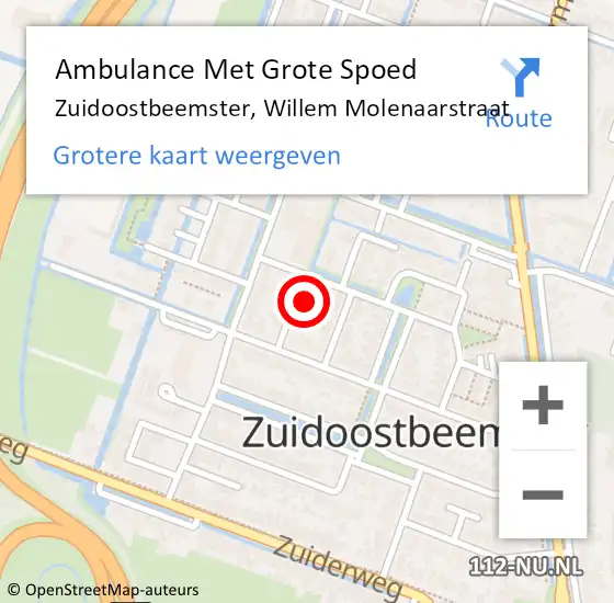 Locatie op kaart van de 112 melding: Ambulance Met Grote Spoed Naar Zuidoostbeemster, Willem Molenaarstraat op 29 maart 2022 01:37