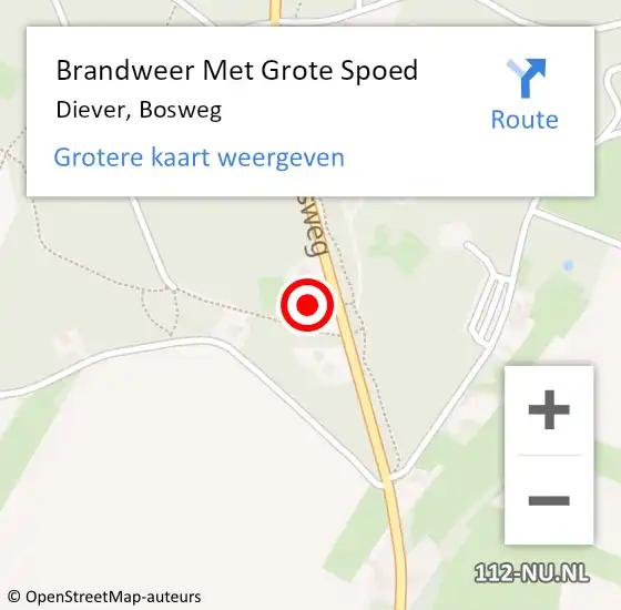 Locatie op kaart van de 112 melding: Brandweer Met Grote Spoed Naar Diever, Bosweg op 12 juli 2014 15:05