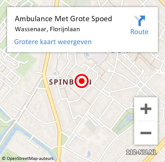 Locatie op kaart van de 112 melding: Ambulance Met Grote Spoed Naar Wassenaar, Florijnlaan op 29 maart 2022 02:06