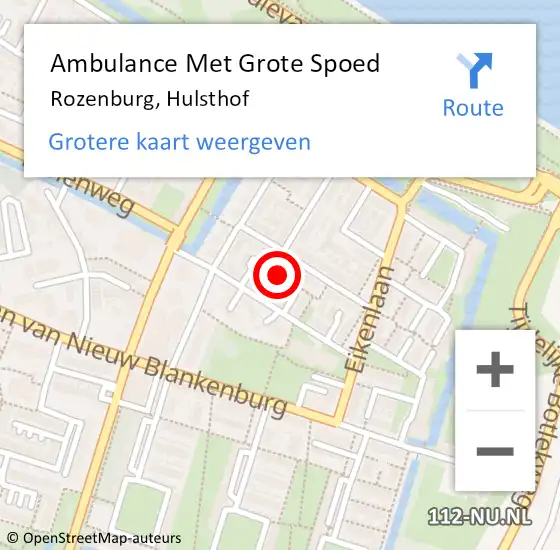 Locatie op kaart van de 112 melding: Ambulance Met Grote Spoed Naar Rozenburg, Hulsthof op 29 maart 2022 03:21